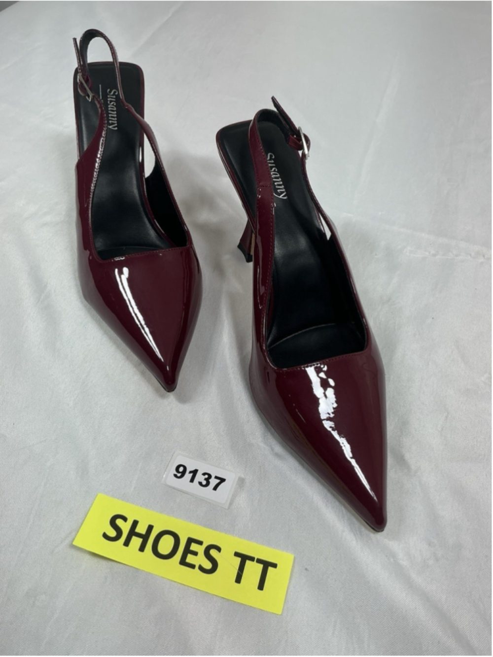 Womans Excellent Susanny Slingback Pumps Size 12 Burgandy Pointed Toe - Picture 2 of 8